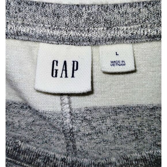 Women's Gap Gray White Striped Curved Hem Tunic-Length Knit Tank (Sz Lg) - Picture 6 of 7